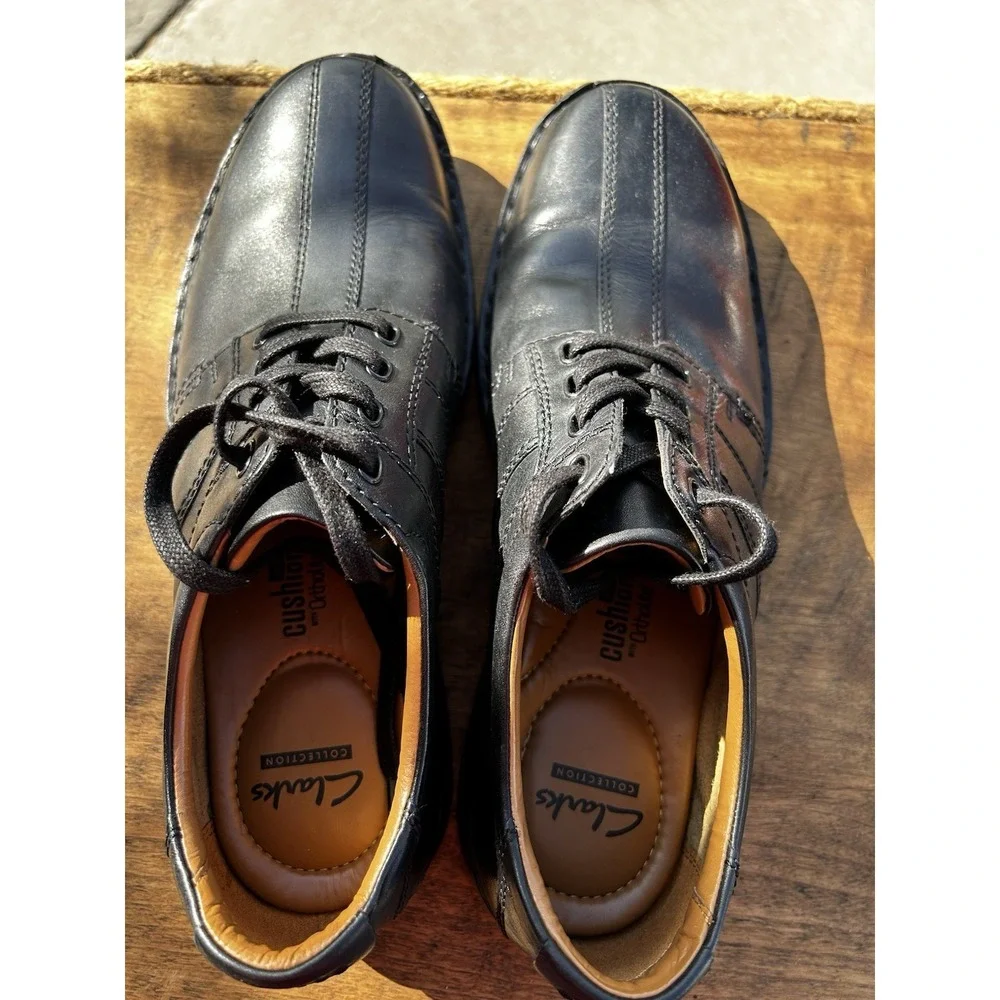 Clarks Touareg Vibe Mens 11 M Black Leather Oxford Comfort Dress Shoes Box